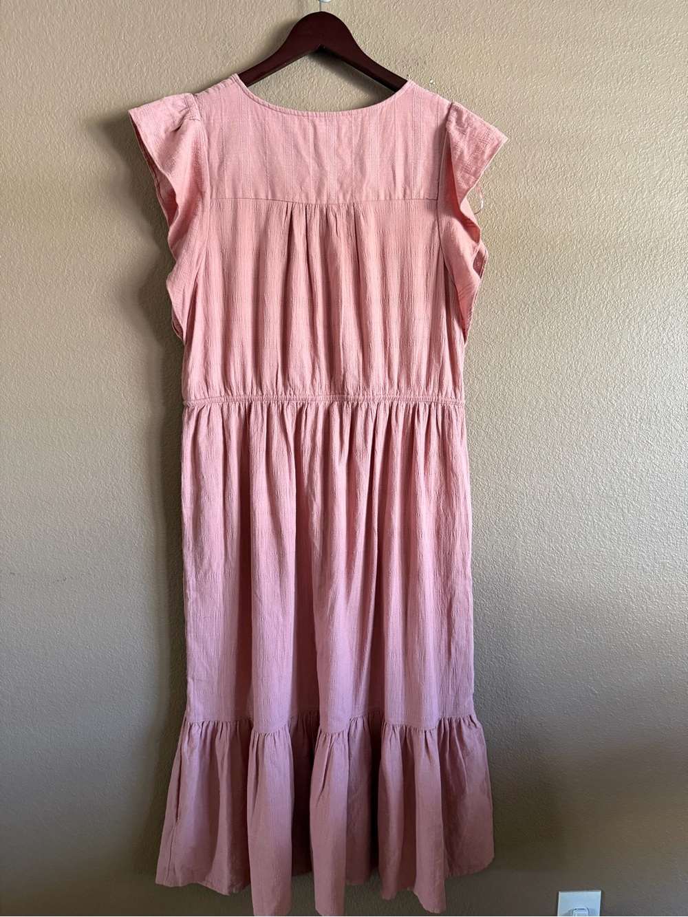 Lucky Brand Blush Pink Button Front Maxi Dress with Tassel Tie & Pockets Size XL - Picture 8 of 11